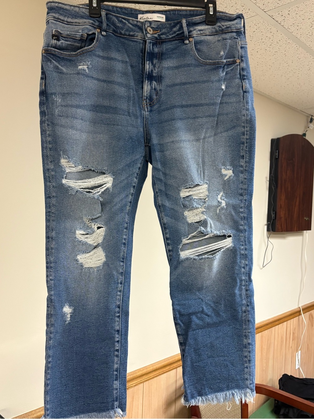 KanCan Distressed Medium Blue Straight-Leg Jeans